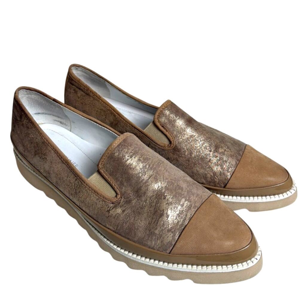 Donald J Pliner Beliz-RZ Metallic Leather Slip On Loafers Platform Shoes 9.5M
